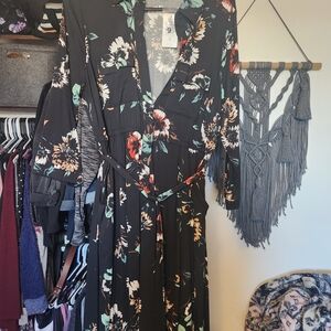 Torrid Black Floral Long Sleeve Dress